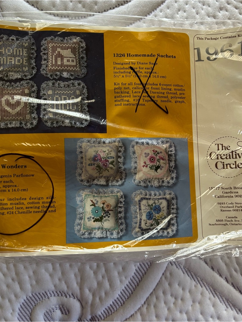 The Creative Circle 1326 Homemade Sachets Needlework Kit - Blue/Cream